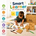 Wooden English Alphabet Stencils with Pictures & Puzzle for Kids (104 Pieces) - Image 2