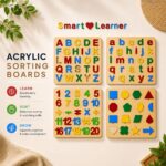 Kids Wooden Sorting Boards Learning Set (ABC, Math & Shapes)