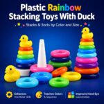 Plastic Rainbow Stacking Toy with Duck - Image 3