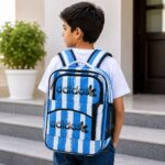 Trendy Blue Stripe School Backpack – Stylish, Spacious & Comfortable - Image 2