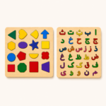 7-in-1 Kids Learning Bundle – Capital ABC, Small ABC, Urdu, Math, Shapes, Wooden Clock & LCD Writing Tablet - Image 5