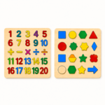 7-in-1 Kids Learning Bundle – Capital ABC, Small ABC, Urdu, Math, Shapes, Wooden Clock & LCD Writing Tablet - Image 3